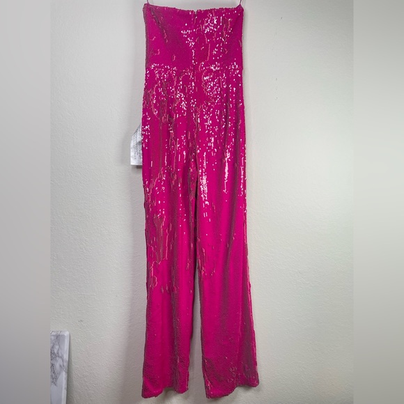 Dress the Population Andy Sequin Strapless Jumpsuit - Hot Pink - XS - Picture 3 of 12